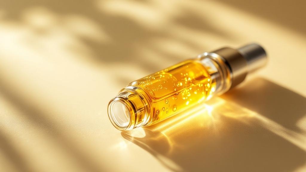 Golden cannabis oil in clear cartridge