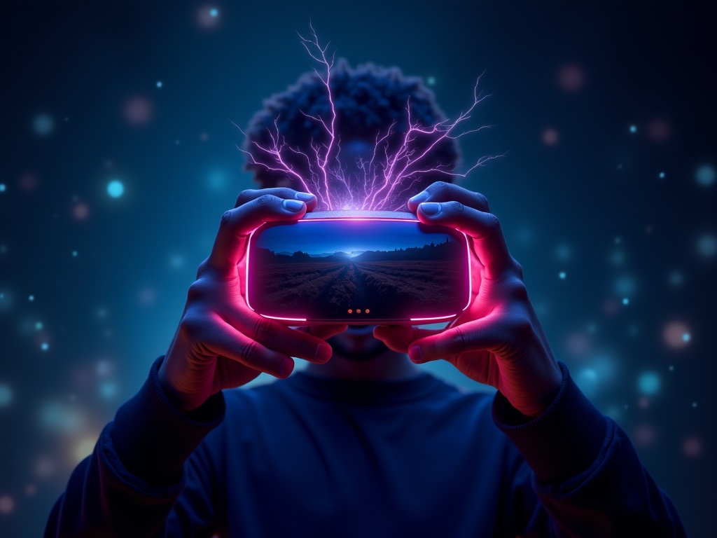 Usuario revisando las imágenes de su Ring Cámara Interior Orientable en el móvil mientras su perro descansa en el sofá.