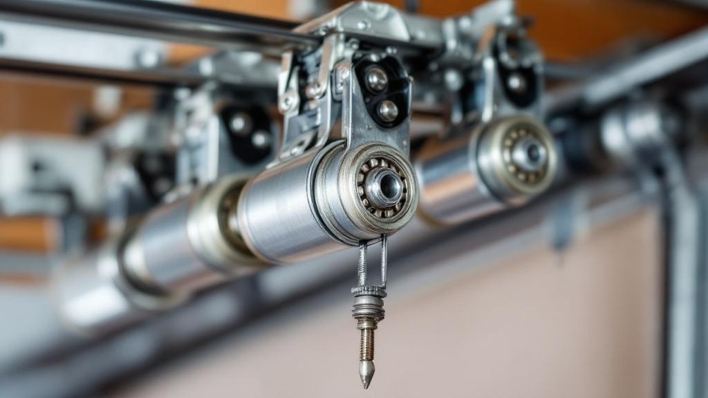 Steel rollers mounted in garage door track system