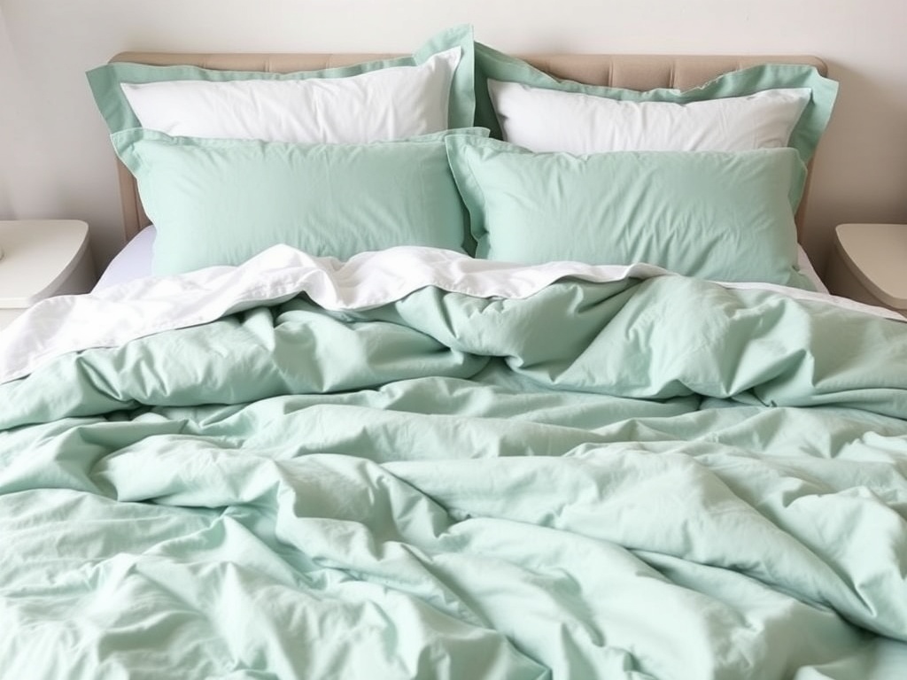2. Choose Seafoam Green Bedding