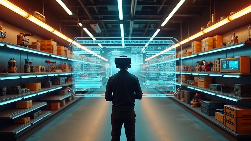 Interior del tour virtual para la tienda Elektro3, mostrando los pasillos en 360 grados.