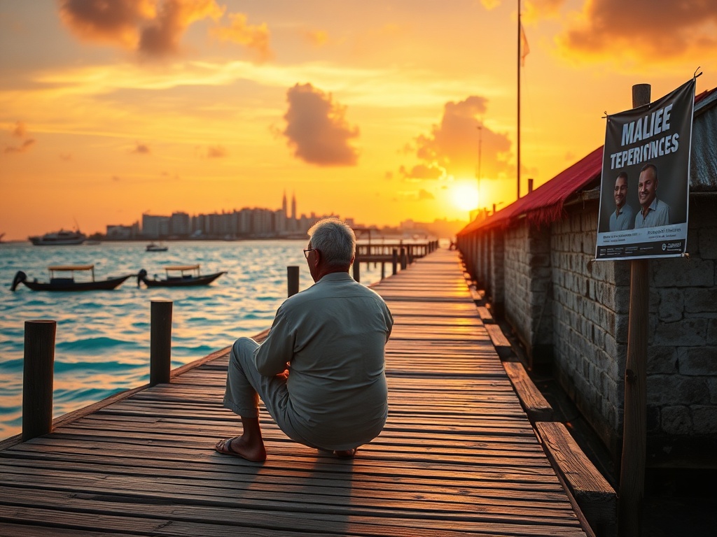 The Fisherman Watching Campaign Posters from His Jetty