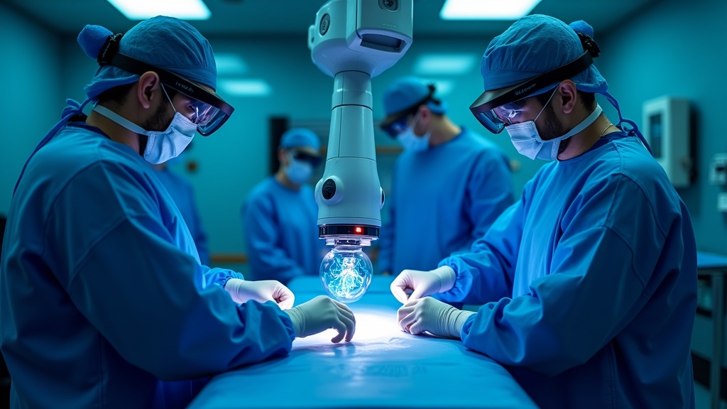 Sistema de cirugía robótica Da Vinci en un quirófano moderno, representando la inversión en Castilla y León.