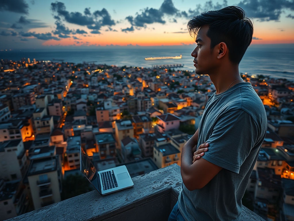 The notification pinged on his phone, the rooftop felt small