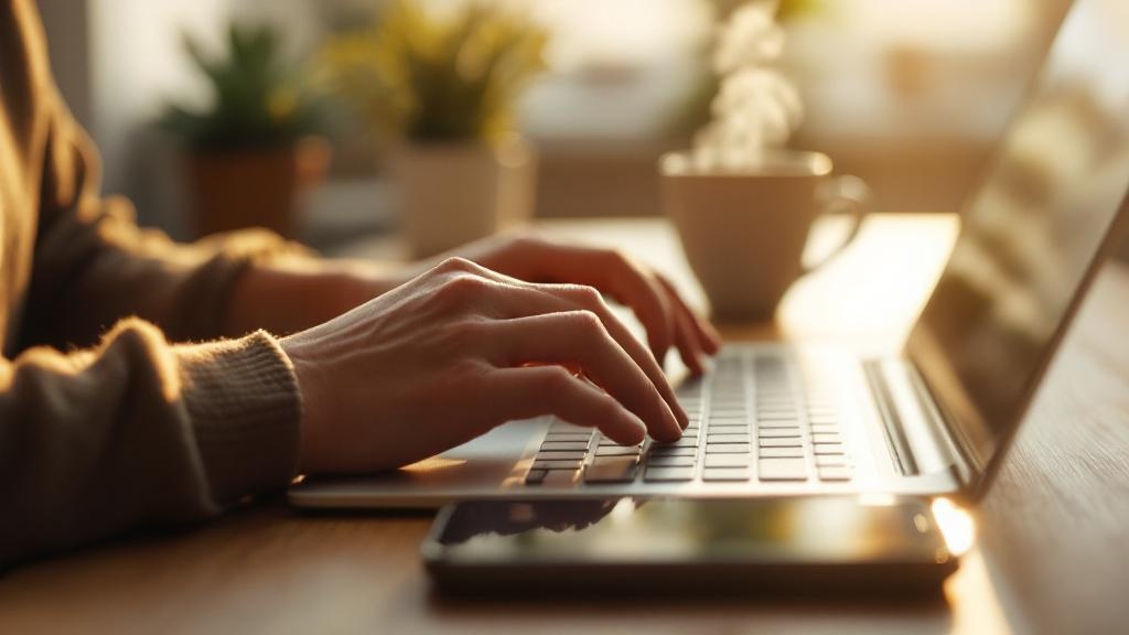 Optimizing social media profiles on laptop