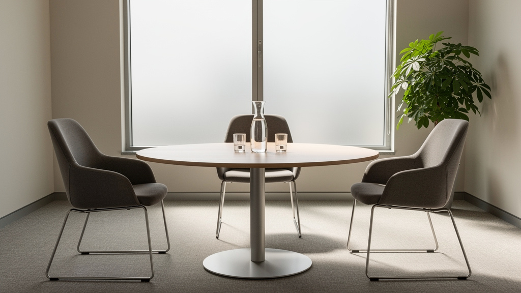 Professional mediation room set up for settlement discussions