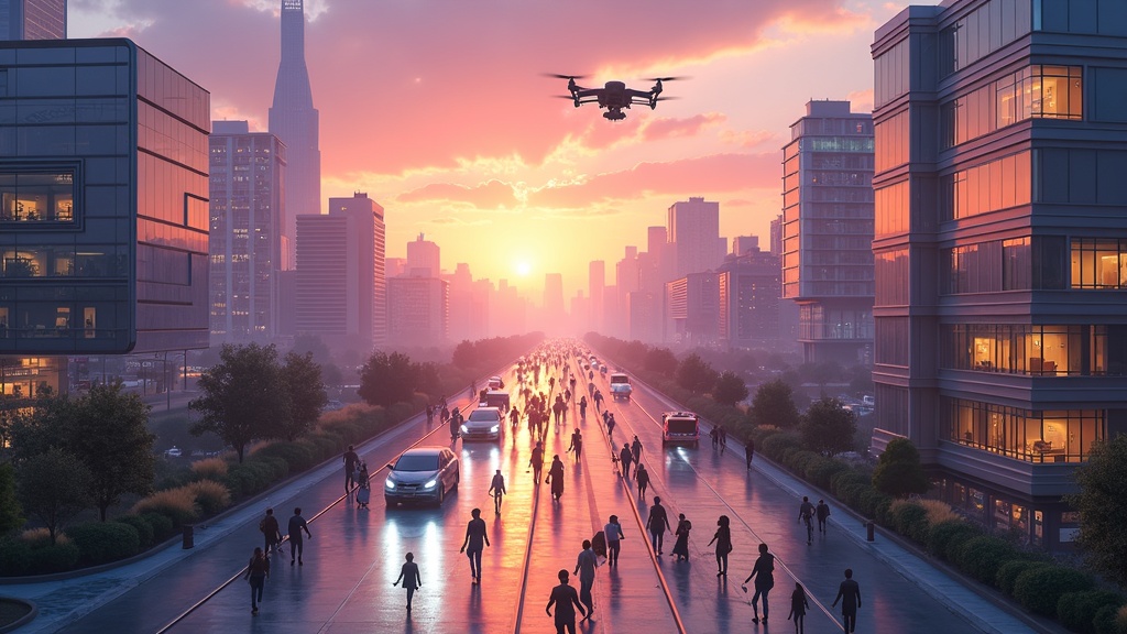 Ilustración futurista sobre las tendencias en robótica para 2026, con un robot avanzado interactuando con una interfaz de datos.