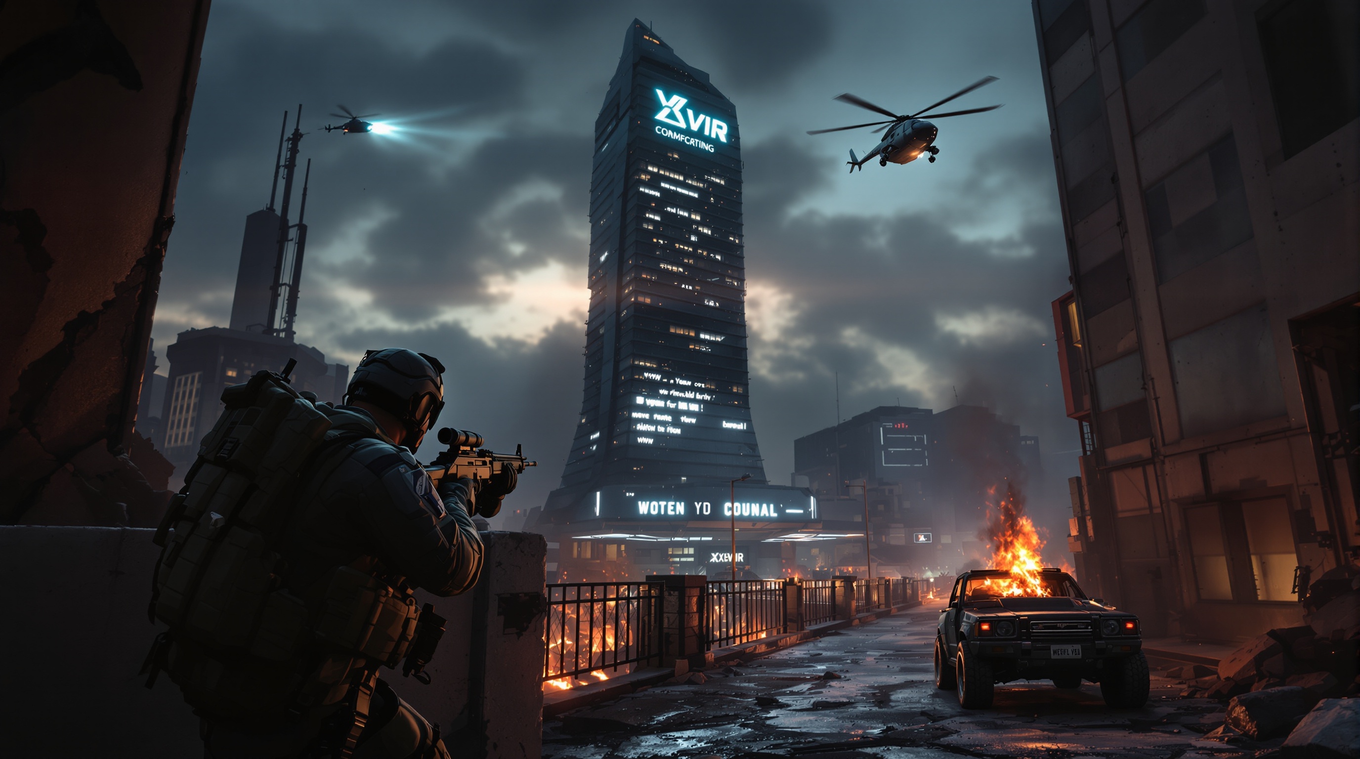 Análisis del combate intenso en Forefront, con infantería enfrentándose a un vehículo blindado.