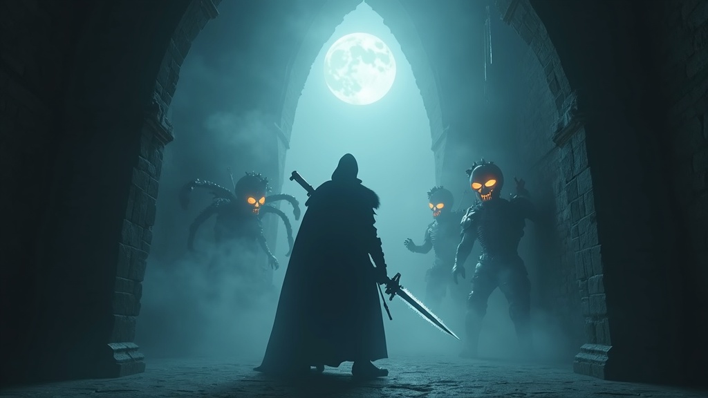 Combate contra un jefe en la reseña de Medieval Halloween VR Early Access