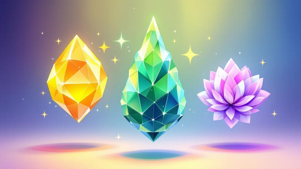Cartoon terpene crystals showing limonene pinene terpinolene