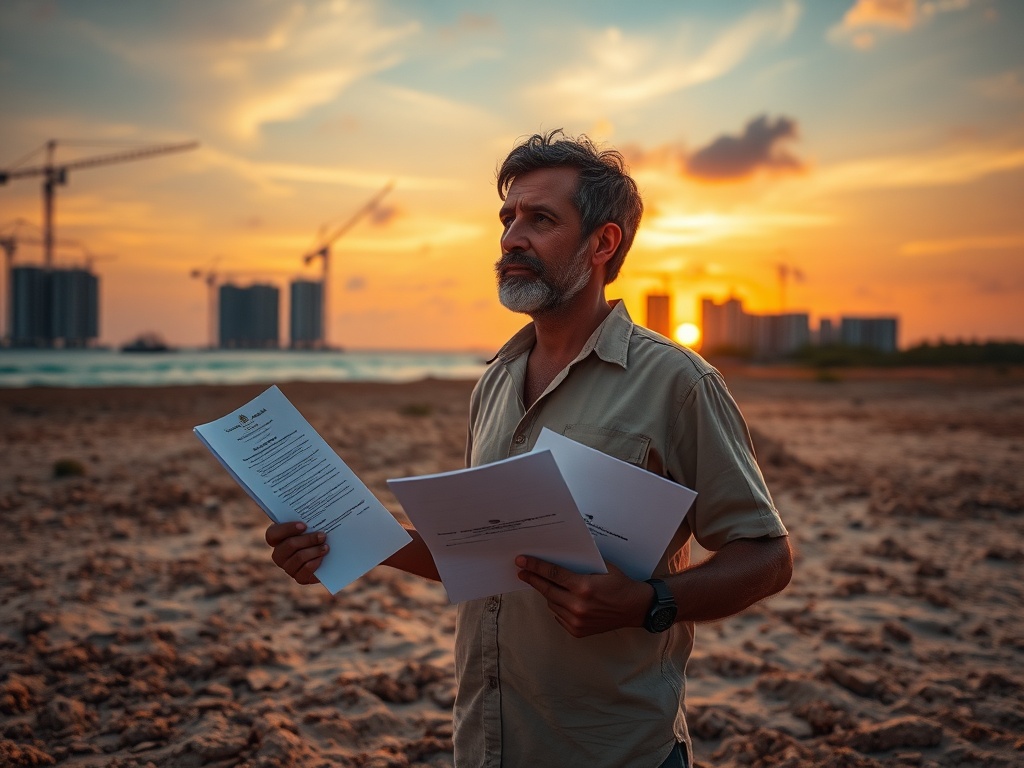 The Warm Coral Sand and the Heavy Paper in His Hand