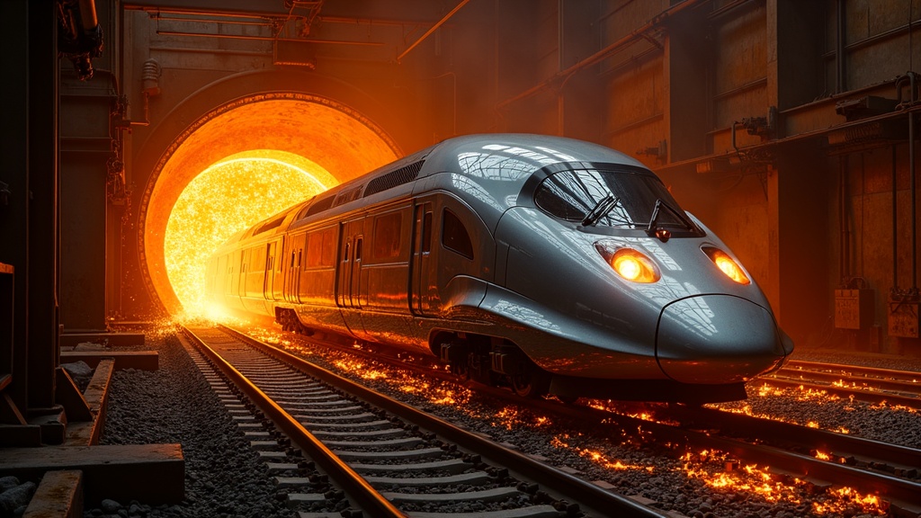 Concepto de patrones de datos en movimiento, simbolizando el análisis de la IA en la red ferroviaria para una industria sostenible.