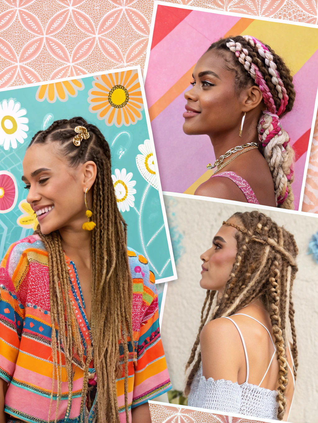 Beautiful boho box braids hairstyle with curly ends