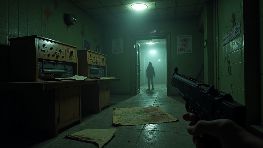 Vista en primera persona del revólver artesanal en Metro Awakening