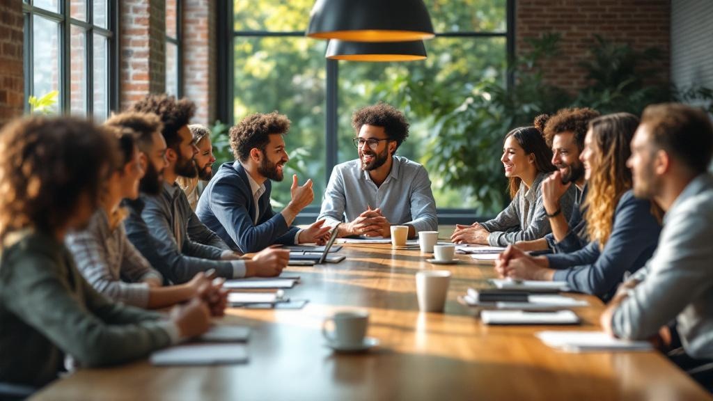 Diverse team collaborating on shared vision