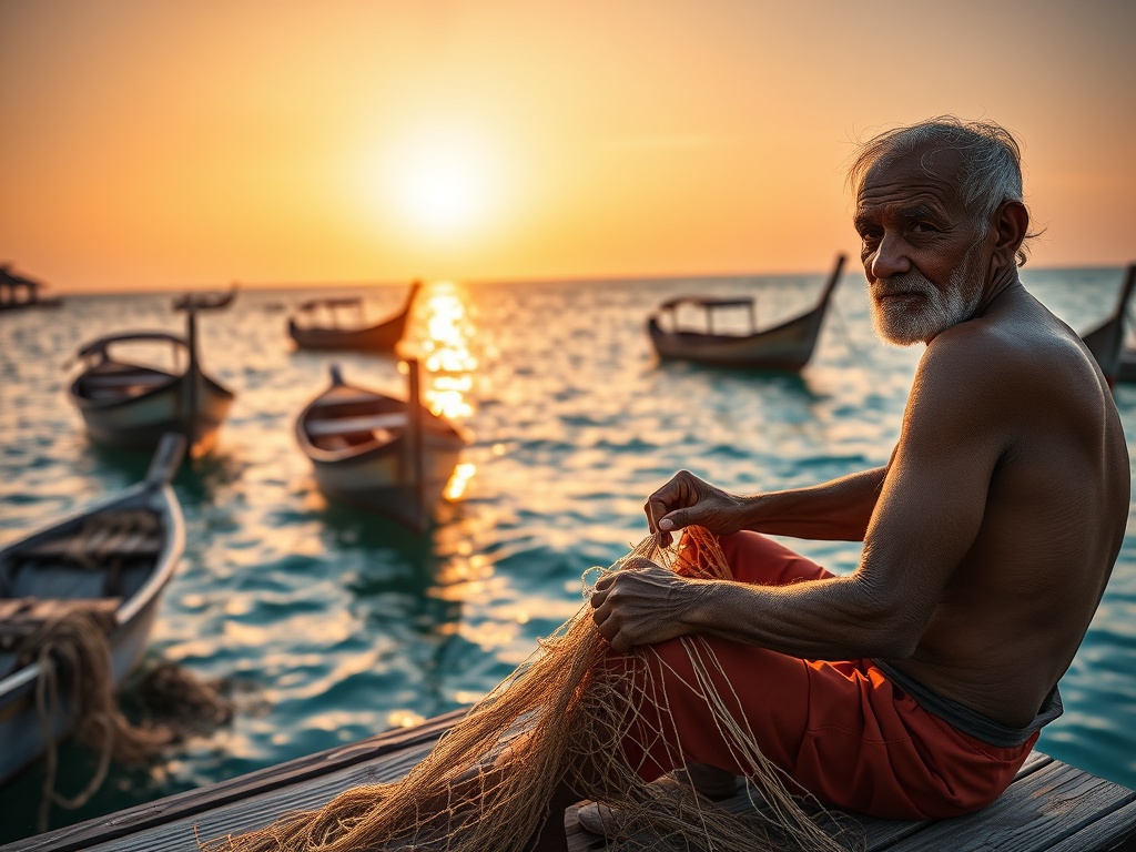 The Fisherman Mending Nets While Leaders Debate Power
