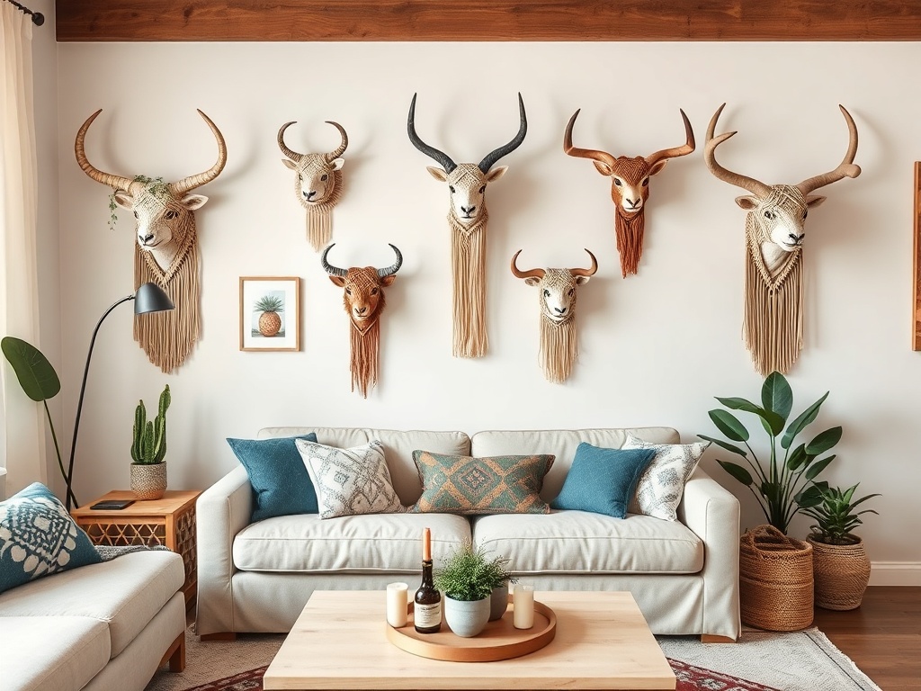 22. Decorate with Macrame Animal Heads