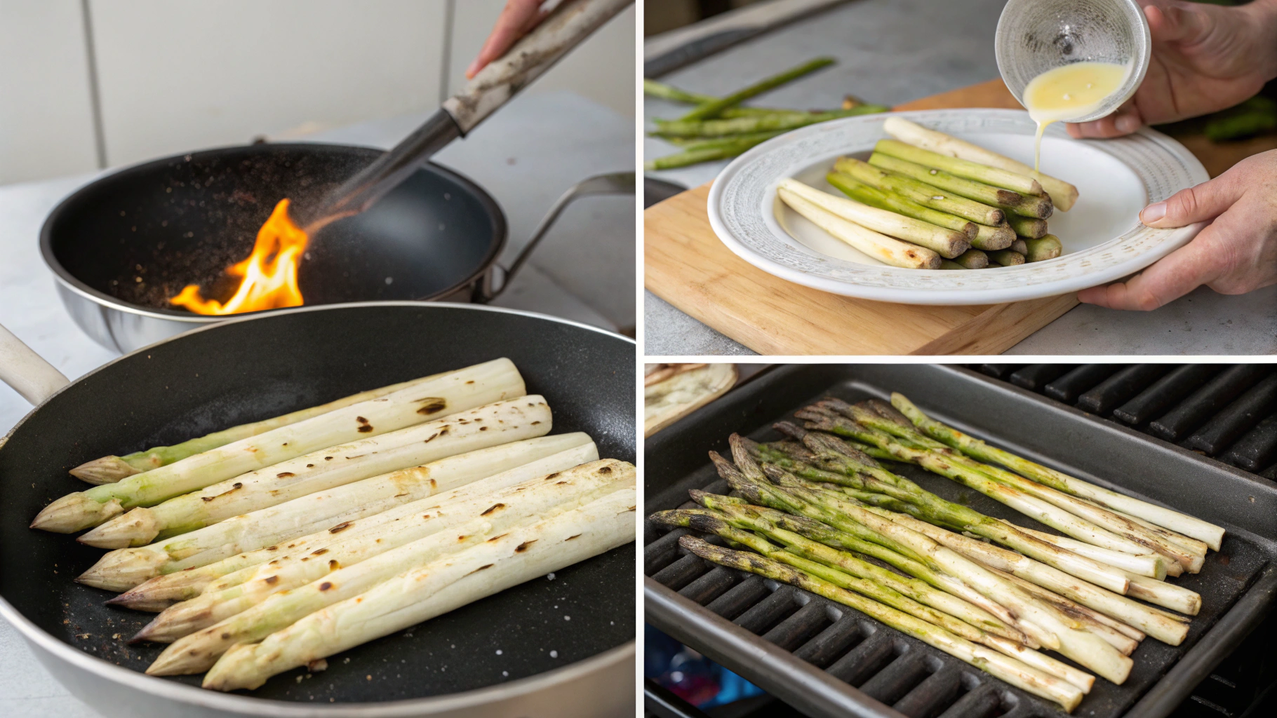 Chef preparing white asparagus