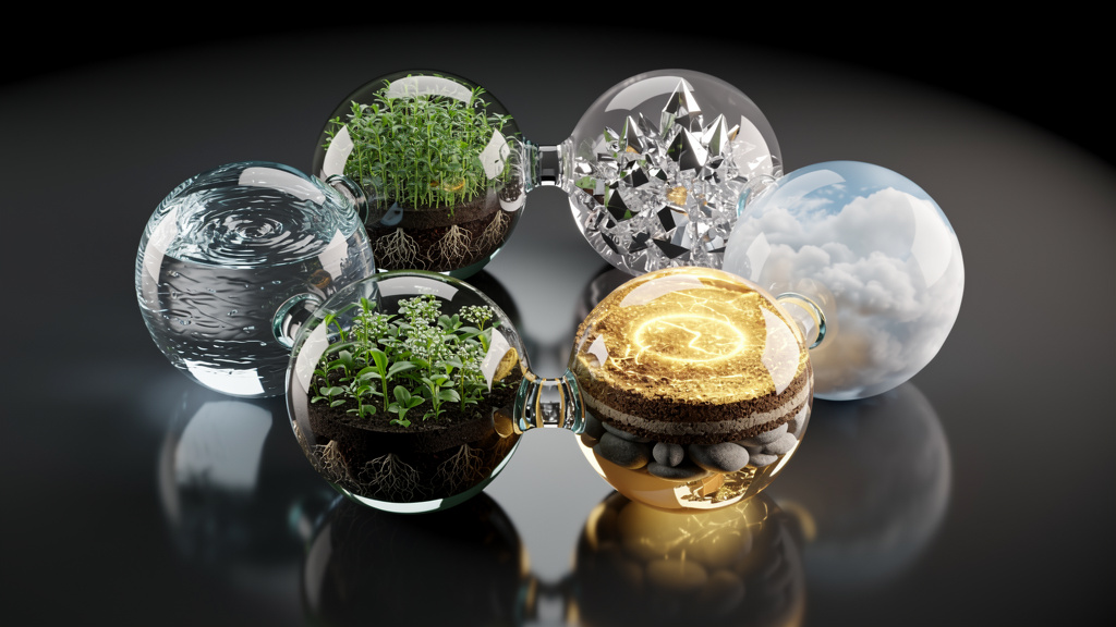 Six interconnected elements representing AI governance principles