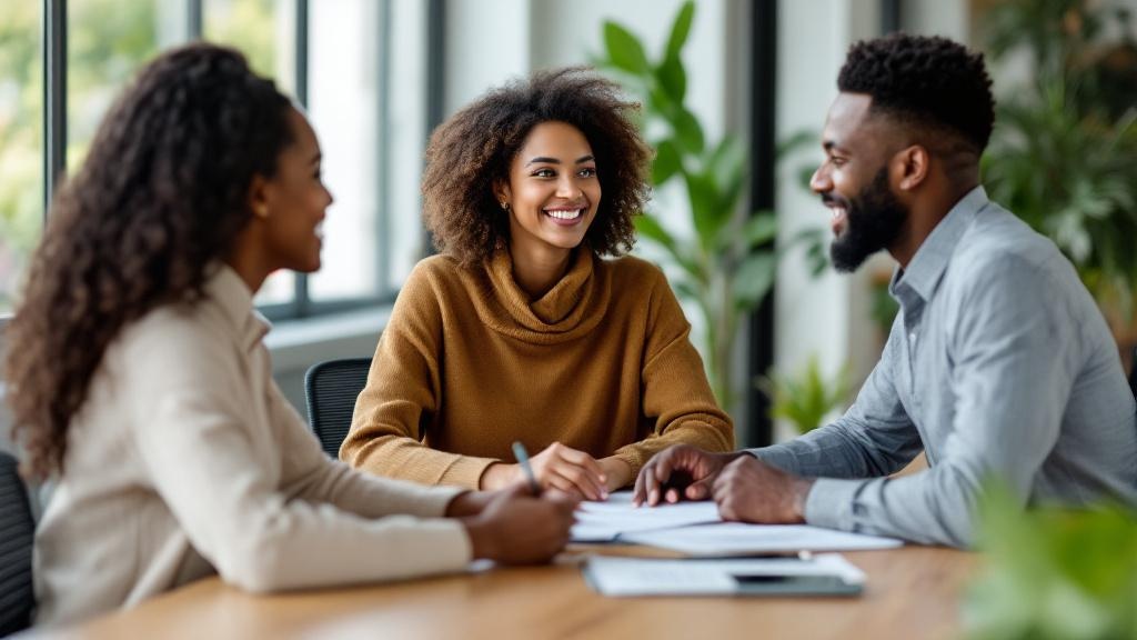 Property manager meeting with prospective tenants professionally