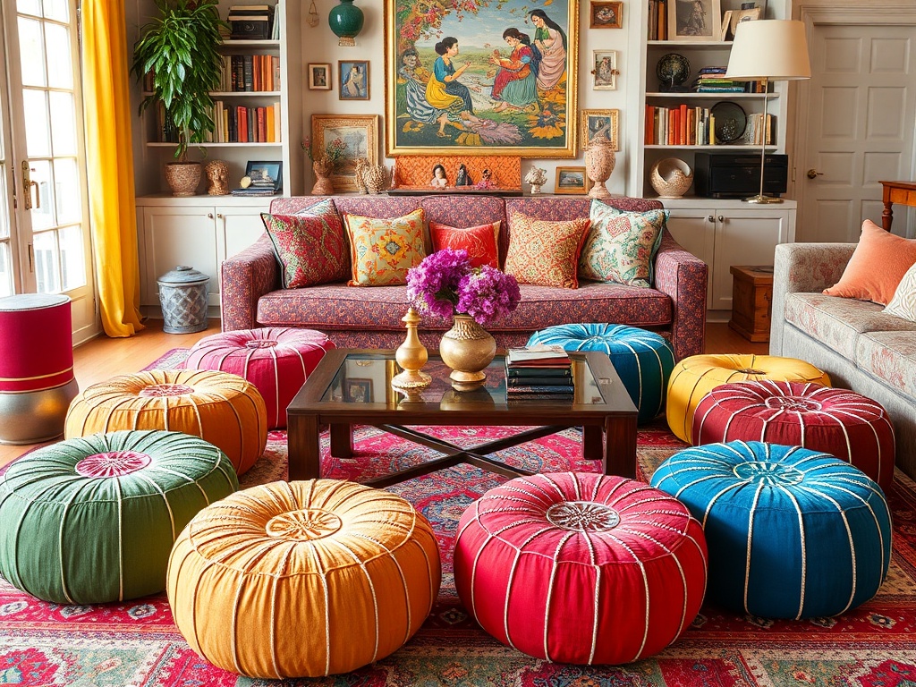 14. Use Poufs for Extra Seating