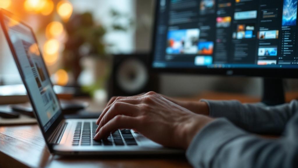 Content creator working with AI-powered marketing tools