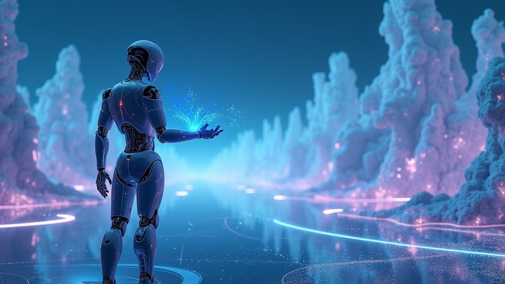 Concepto de un nuevo mundo digital comprendido a través de la IA y el enfoque de Jasmine World Modeling Robótica.