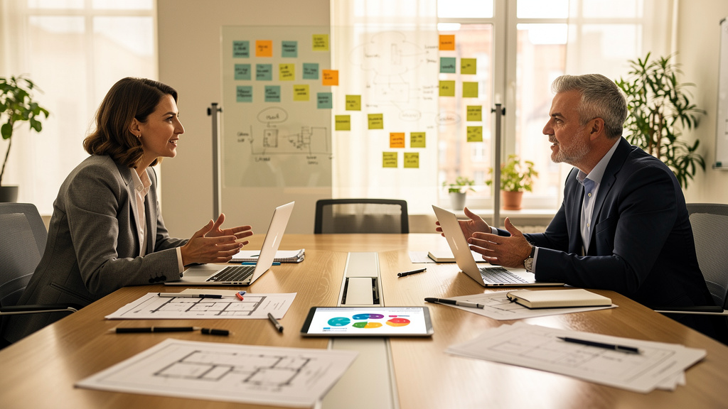 Business consultant advising small business owner during strategy session