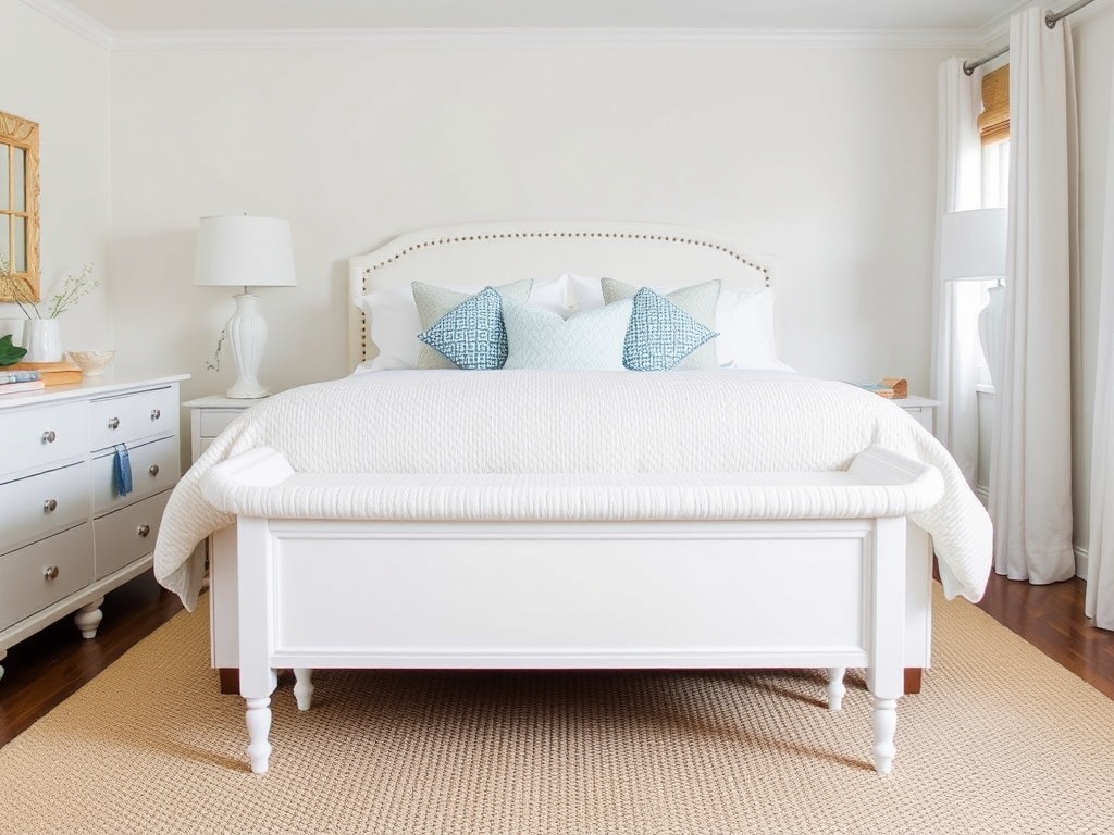 22. Add a White Bench at the Foot of the Bed