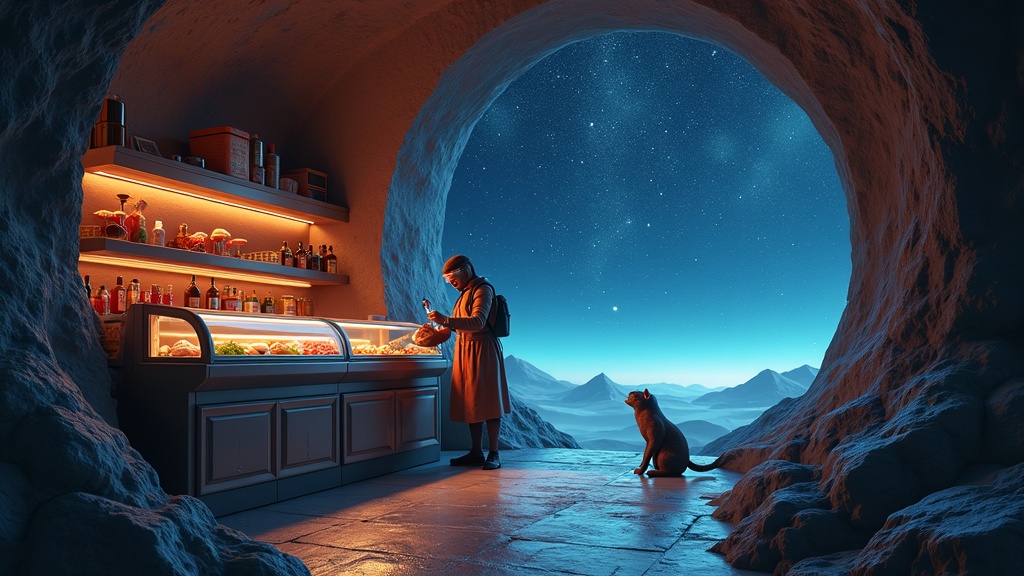 Exploración del bioma de hongos en AstroMart Adventures para recolectar ingredientes exóticos.