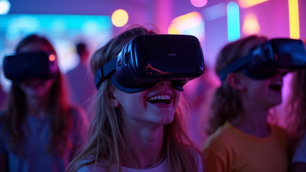 Jóvenes disfrutando de un cumpleaños de realidad virtual en Barcelona en una de nuestras salas de juego