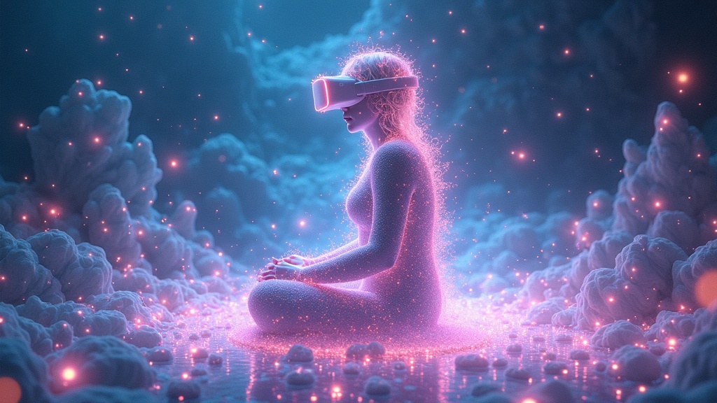 Patrones fractales que simulan los efectos psicodélicos de la realidad virtual.