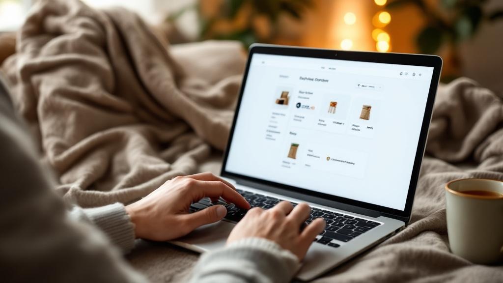 Person ordering cannabis products online at home