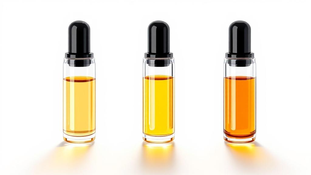 Three cartoon vape cartridges showing different oil colors